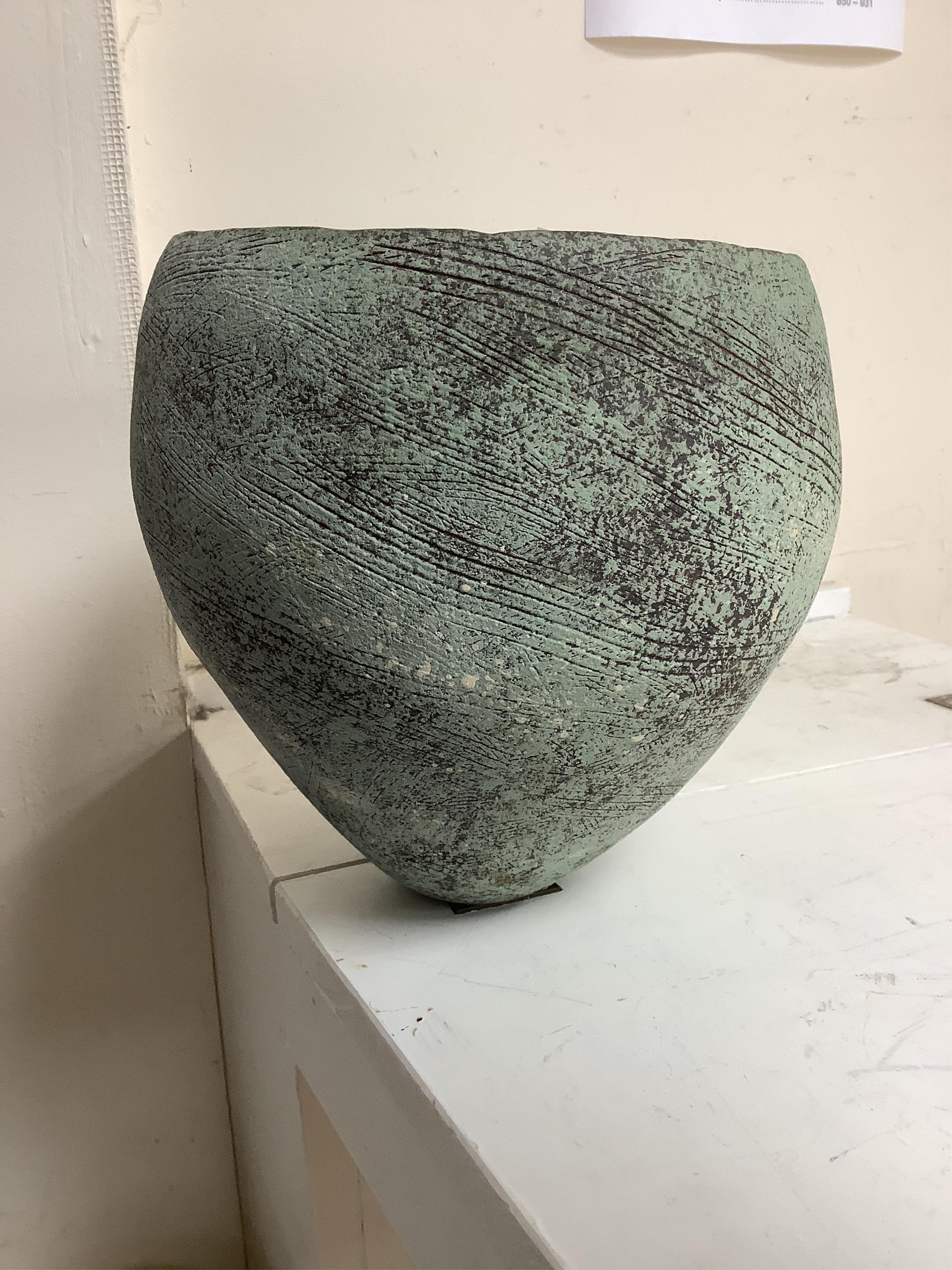 After Hans Coper, a studio pottery tapered vase, 22cm high
